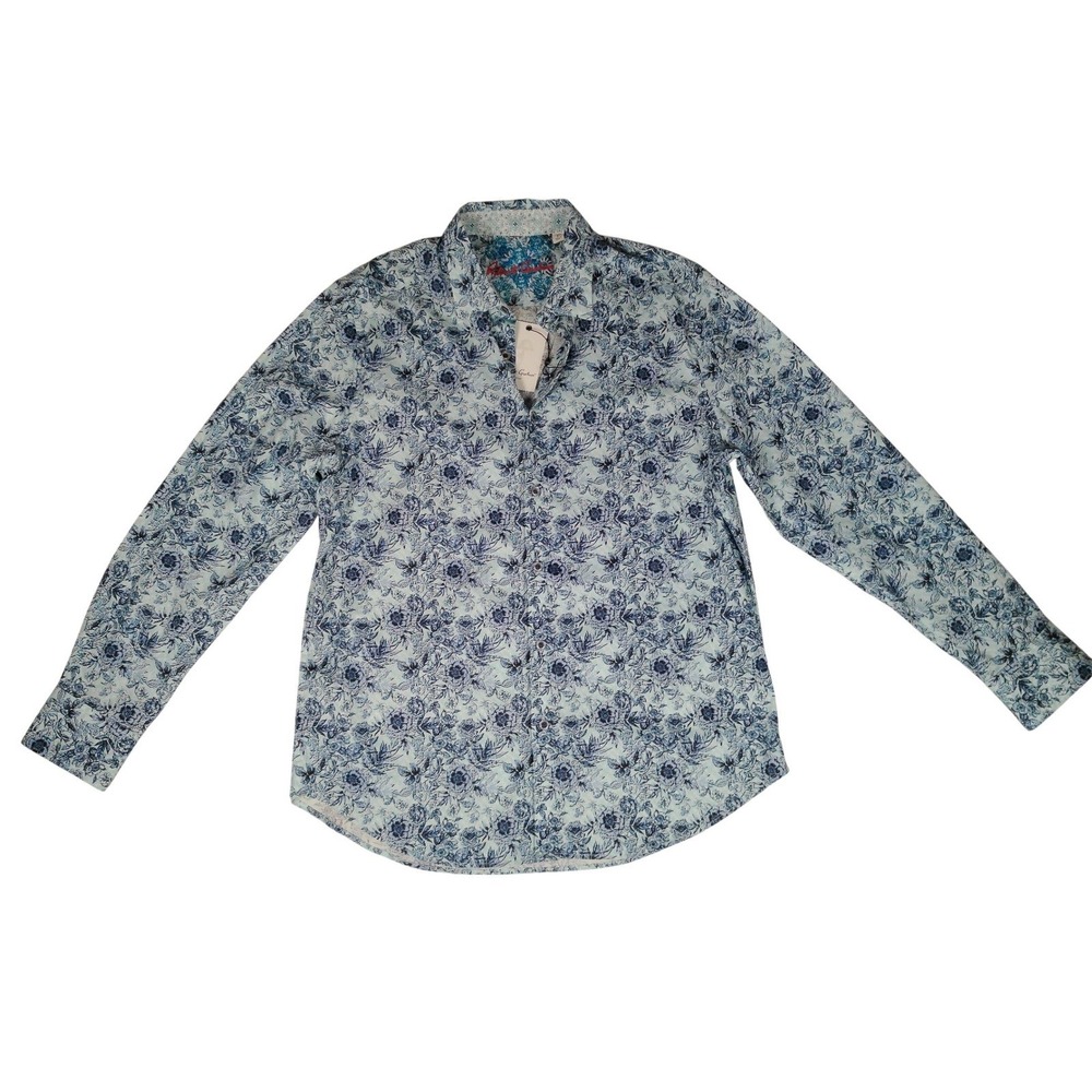 NWT Robert Graham Colville Blue Floral Long Sleeve Button Down‎ Shirt Mens L